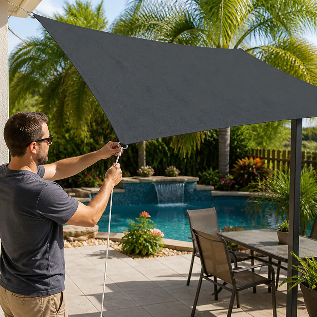 Rectangular Waterproof Fabric Sun Shade (UV Protection)