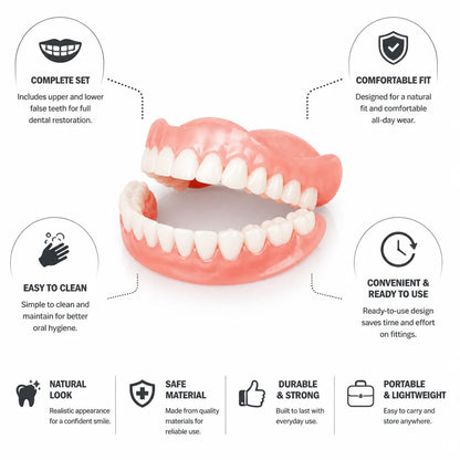 Removable Denture Set Upper & Lower No Adhesive