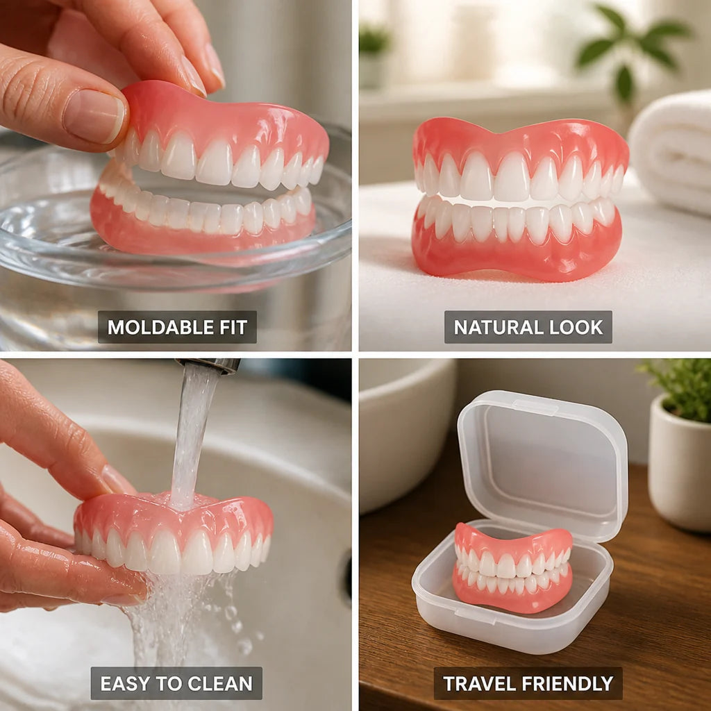 Removable Dentures Moldable Boil-and-Bite Natural Tooth Shade