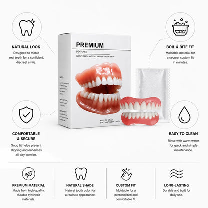 Removable Dentures Moldable Boil-and-Bite Natural Tooth Shade