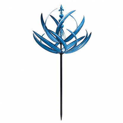 Rotating Lotus Rust-Resistant Metal Garden Wind Spinner (90 cm)