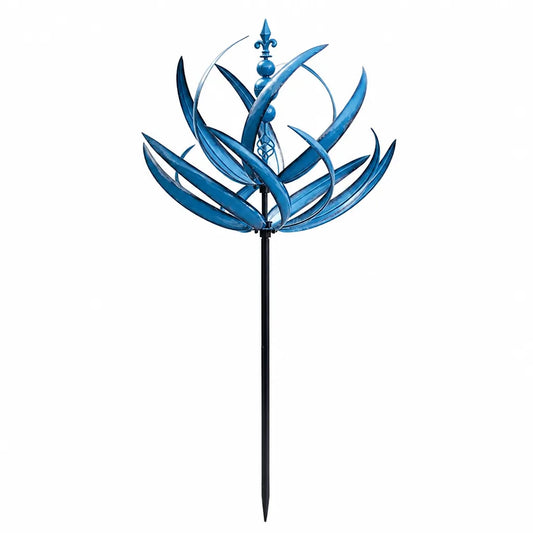 Rotating Lotus Rust-Resistant Metal Garden Wind Spinner (90 cm)