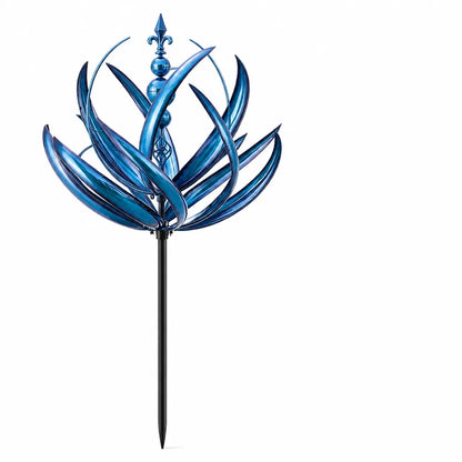 Rotating Lotus Rust-Resistant Metal Garden Wind Spinner (90 cm)