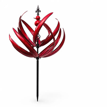 Rotating Lotus Rust-Resistant Metal Garden Wind Spinner (90 cm)