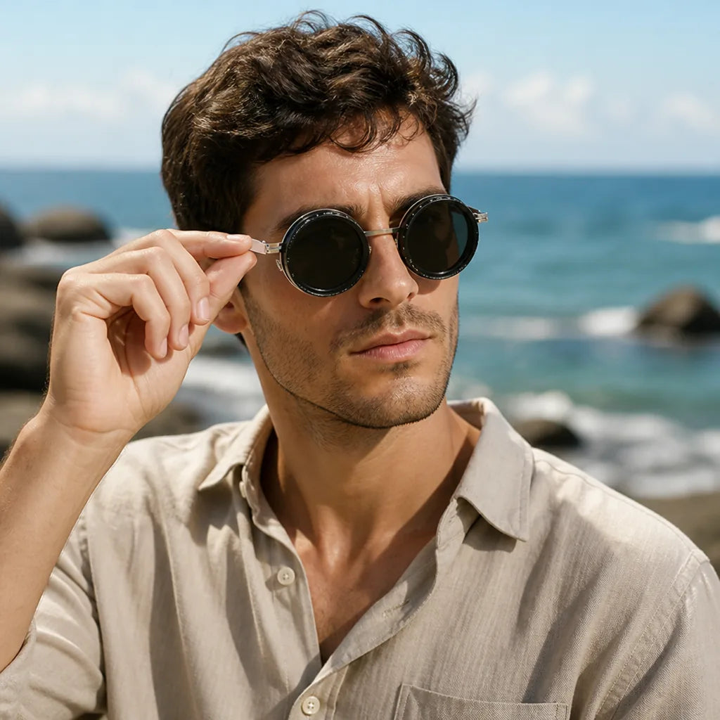 Round Sunglasses 9-Level Adjustable Tint UV400