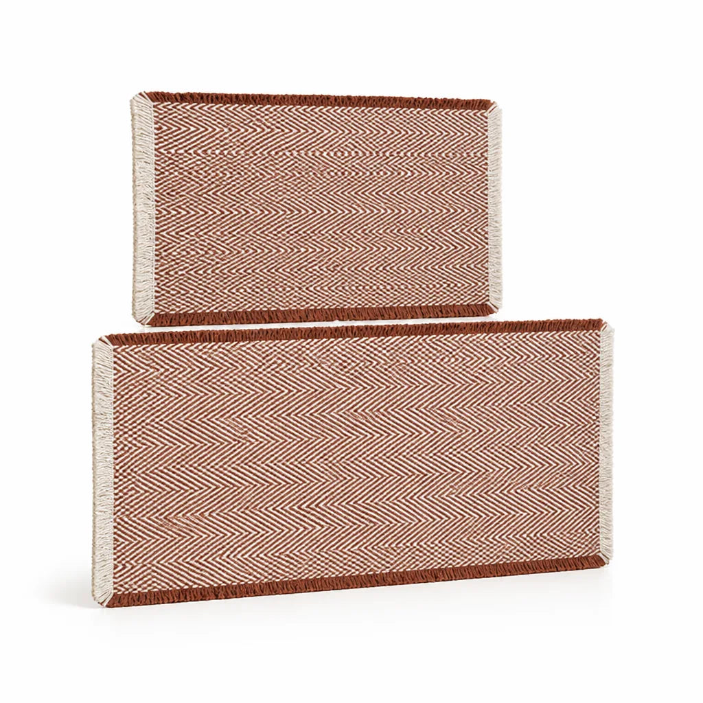 Runner & Doormat Set Herringbone Flat-Woven Cotton Blend