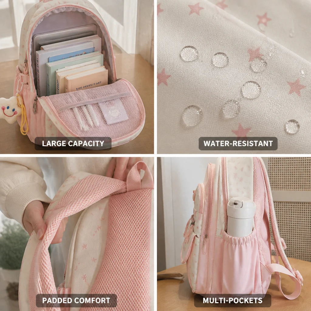 School Backpack Water-Resistant Padded Laptop Compartment & Multiple Pockets