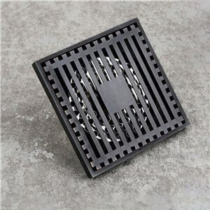 Shower Drain 4 Inch Square Brass Brushed