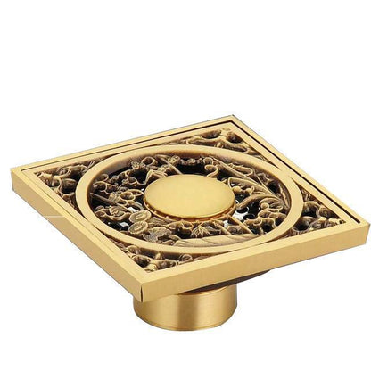 Shower Drain Cover Decorative Brass 4 x 4 Inch