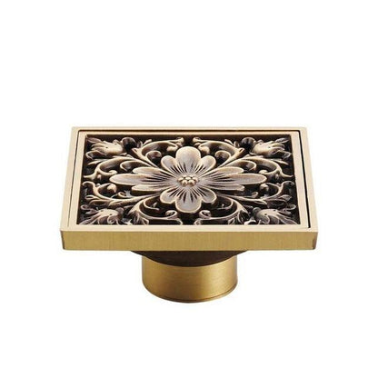 Shower Drain Cover Decorative Brass 4 x 4 Inch