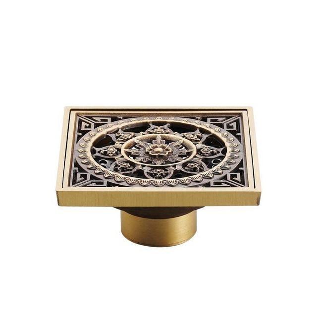 Shower Drain Cover Decorative Brass 4 x 4 Inch