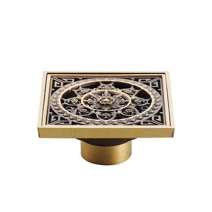 Shower Drain Cover Decorative Brass 4 x 4 Inch