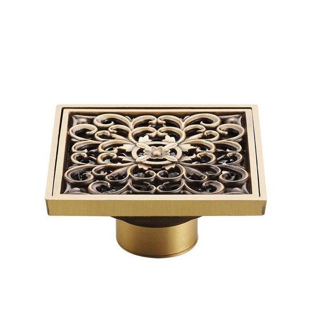 Shower Drain Cover Decorative Brass 4 x 4 Inch