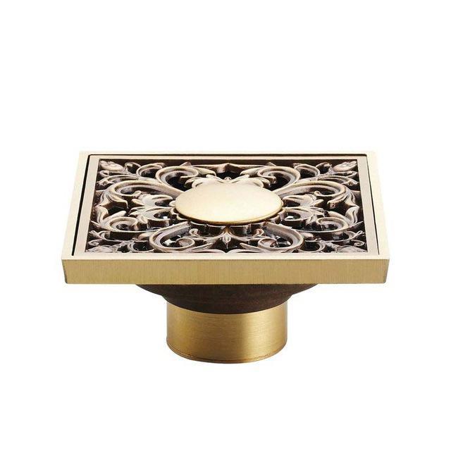 Shower Drain Cover Decorative Brass 4 x 4 Inch