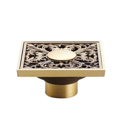 Shower Drain Cover Decorative Brass 4 x 4 Inch