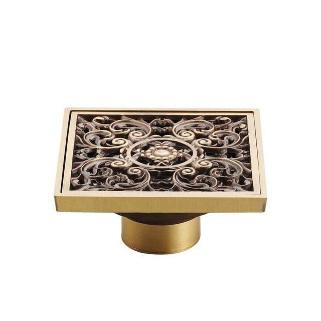 Shower Drain Cover Decorative Brass 4 x 4 Inch