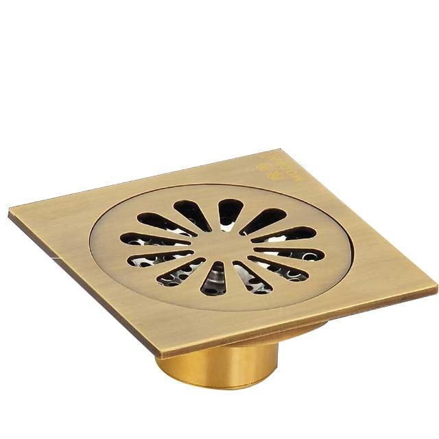 Shower Drain Cover Decorative Brass 4 x 4 Inch