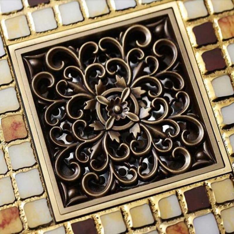 Shower Drain Cover Decorative Brass 4 x 4 Inch