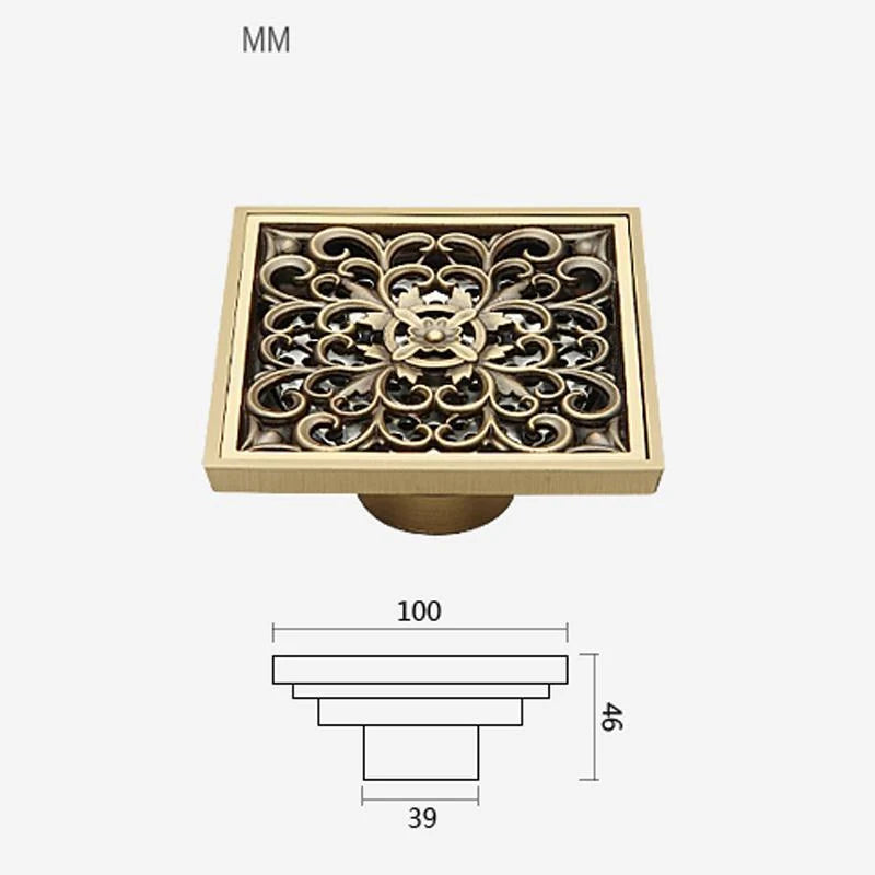 Shower Drain Cover Decorative Brass 4 x 4 Inch