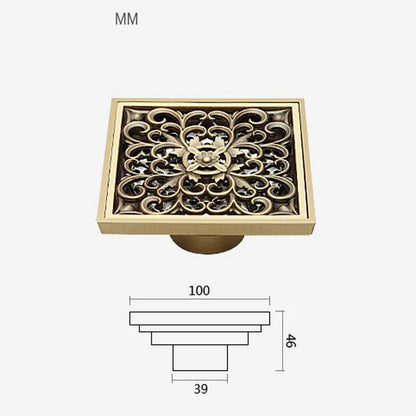 Shower Drain Cover Decorative Brass 4 x 4 Inch