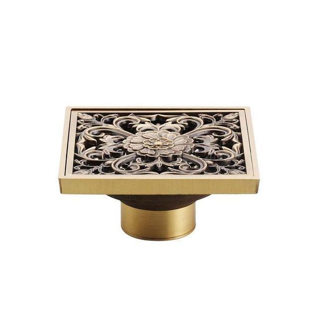 Shower Drain Cover Decorative Brass 4 x 4 Inch