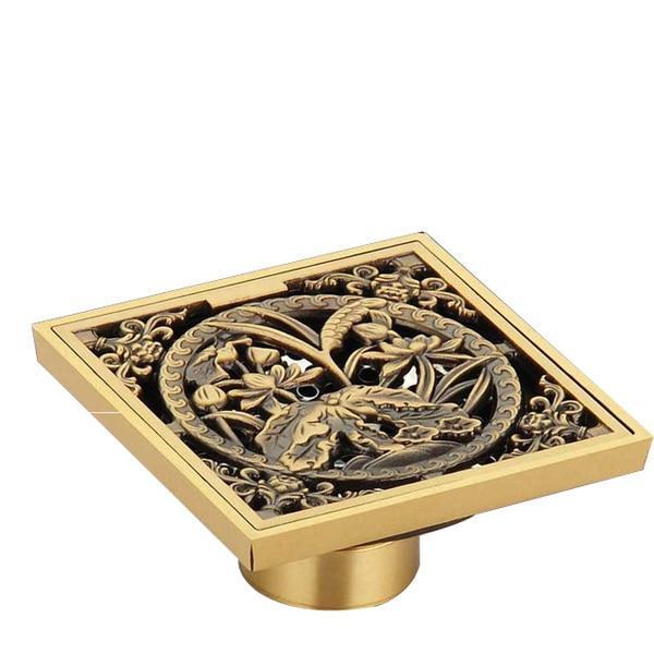 Shower Drain Cover Decorative Brass 4 x 4 Inch