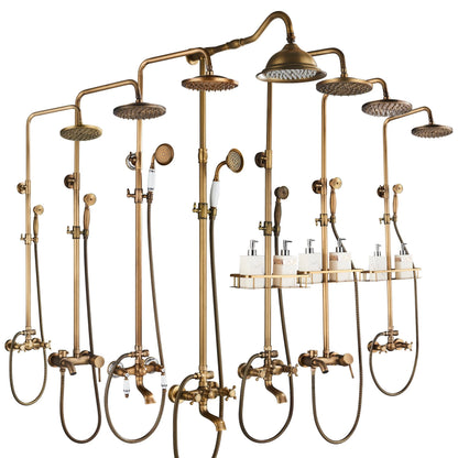 Shower Faucet Set Rain & Handheld Antique Brass
