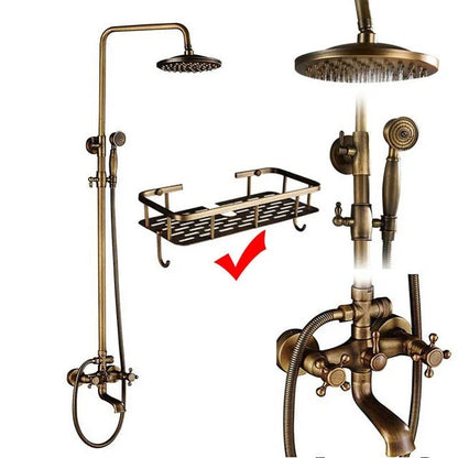 Shower Faucet Set Rain & Handheld Antique Brass
