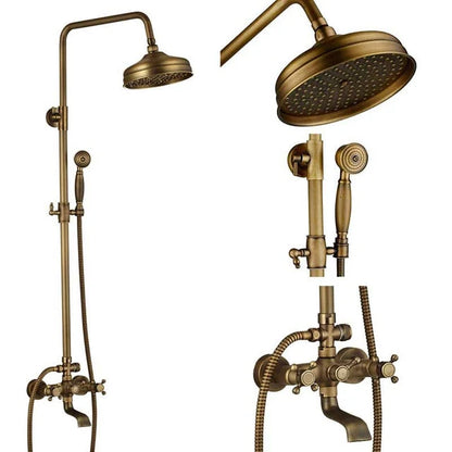 Shower Faucet Set Rain & Handheld Antique Brass