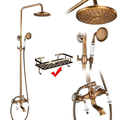 Shower Faucet Set Rain & Handheld Antique Brass