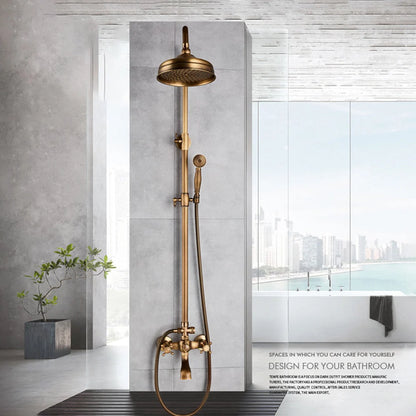 Shower Faucet Set Rain & Handheld Antique Brass