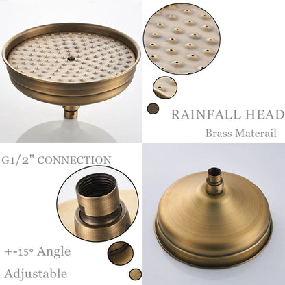 Shower Faucet Set Rain & Handheld Antique Brass