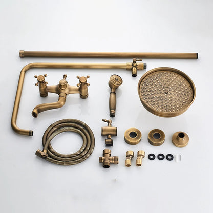 Shower Faucet Set Rain & Handheld Antique Brass