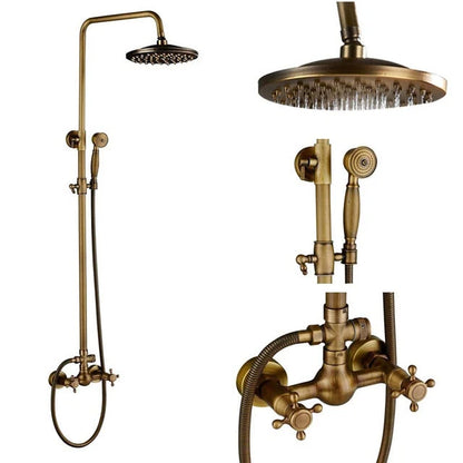 Shower Faucet Set Rain & Handheld Antique Brass