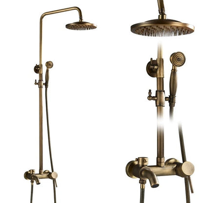 Shower Faucet Set Rain & Handheld Antique Brass