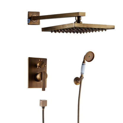 Shower Head Rainfall Pressure-Stable Handheld 59-In Hose Antique Brass
