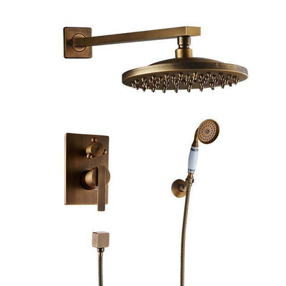 Shower Head Rainfall Pressure-Stable Handheld 59-In Hose Antique Brass