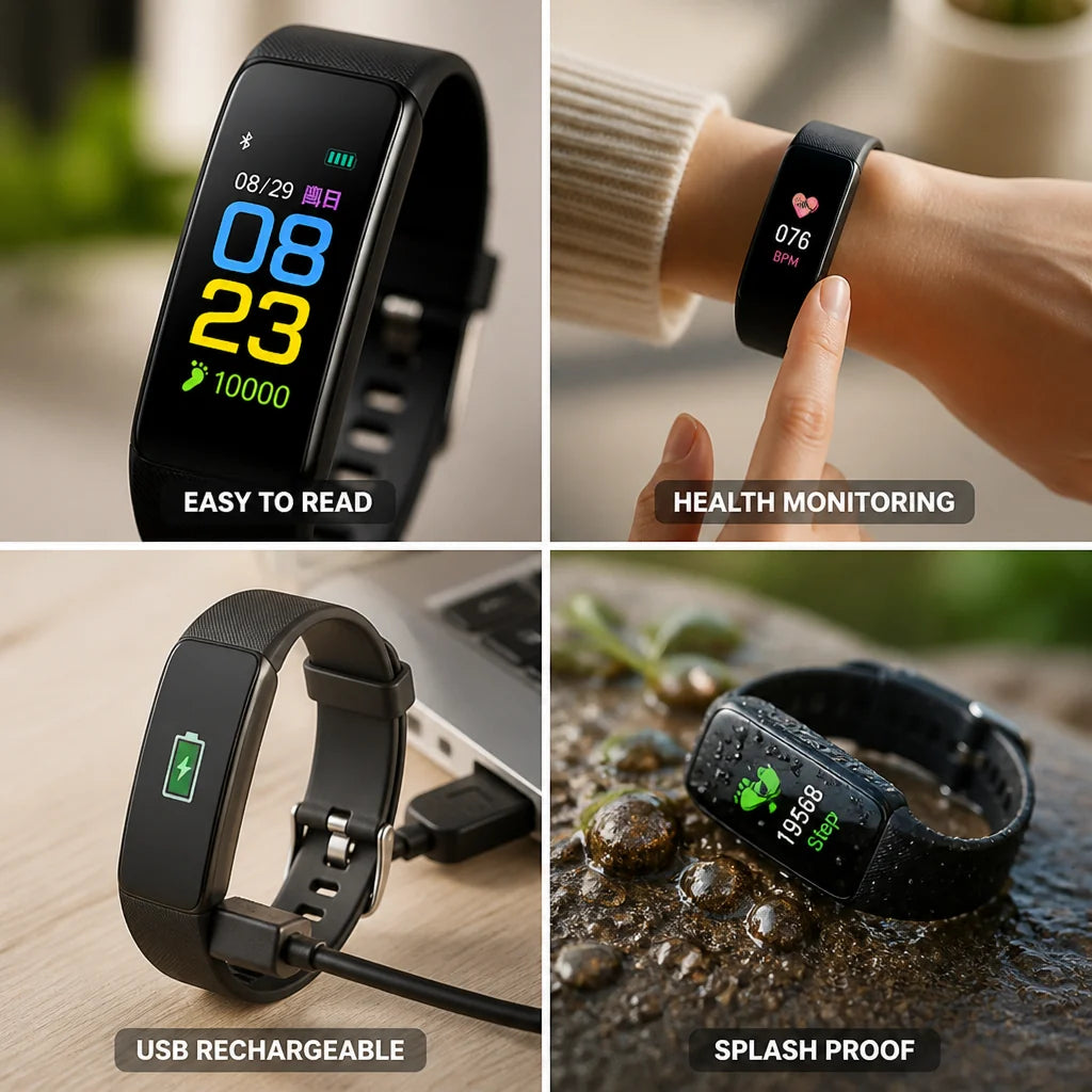 Smart Watch Heart Rate & Blood Pressure LED Screen