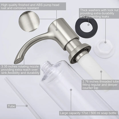 Soap Dispenser Built-In 360° Swivel Spout 12 Oz Bottle