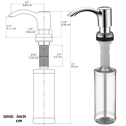 Soap Dispenser Built-In 360° Swivel Spout 12 Oz Bottle
