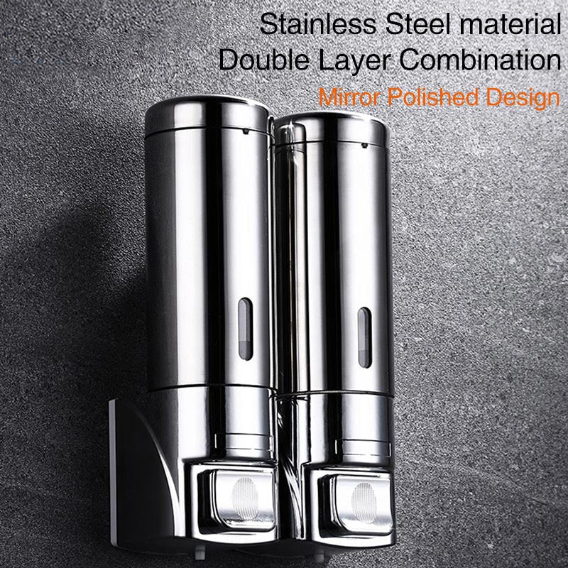 Soap Dispenser Wall-Mounted Push-Button Stainless Steel 300 mL
