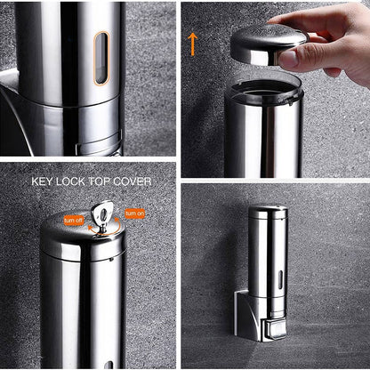 Soap Dispenser Wall-Mounted Push-Button Stainless Steel 300 mL