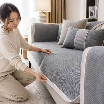 Sofa Cover Quilted Non-Slip Cotton-Linen
