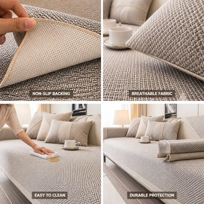 Sofa Cover Quilted Non-Slip Cotton-Linen