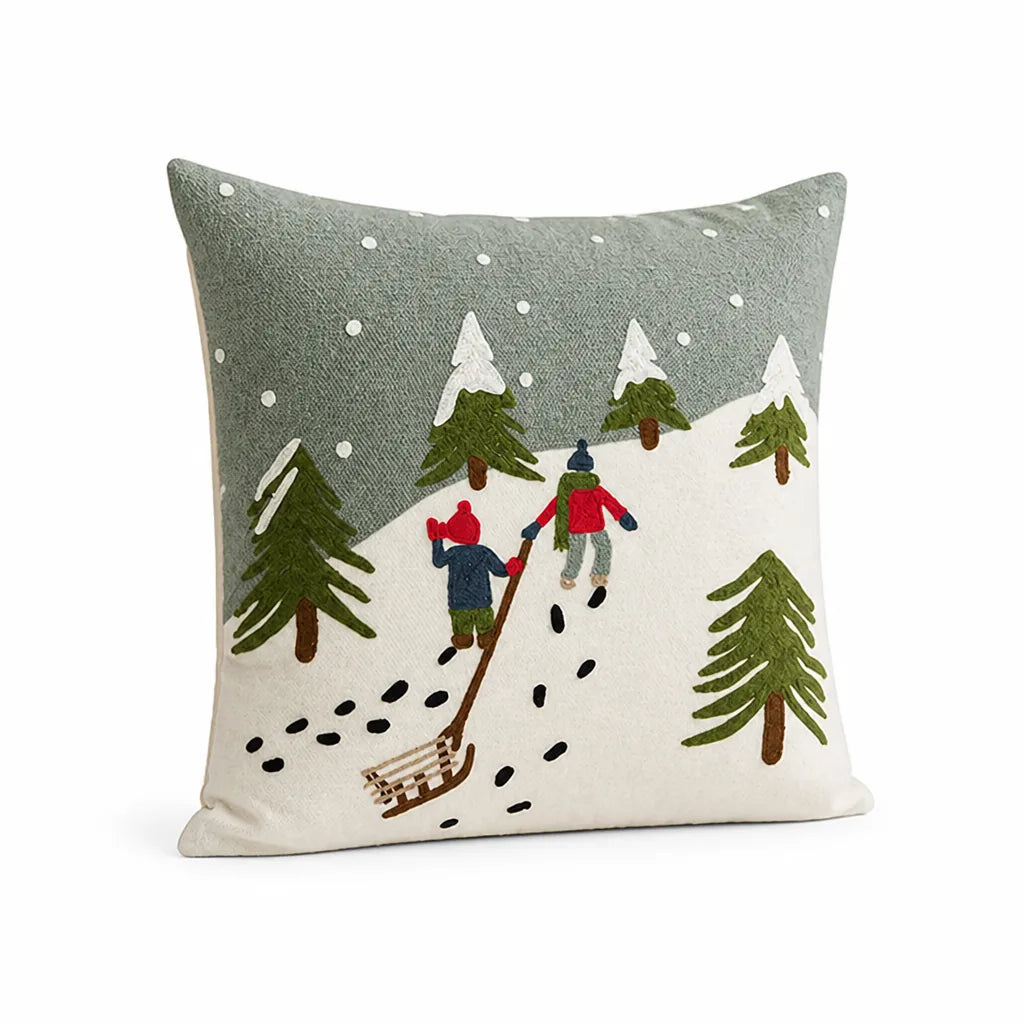 Sofa Cushion Hand-Embroidered Removable Cover 18x18 Inch Insert