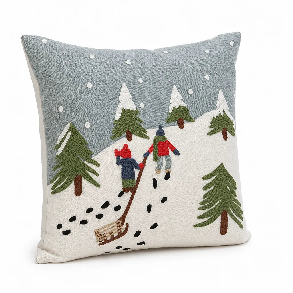 Sofa Cushion Hand-Embroidered Removable Cover 18x18 Inch Insert