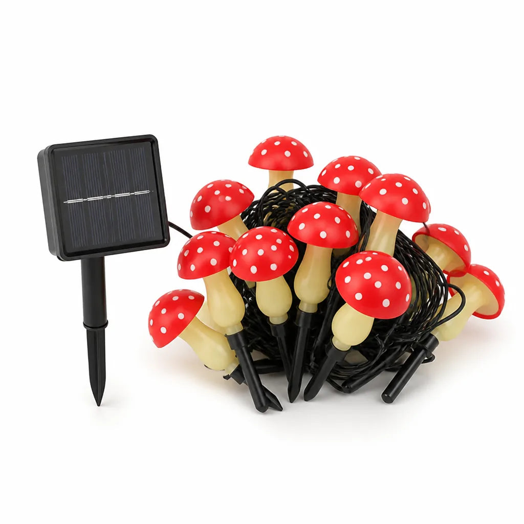 Solar String Lights Mushroom Bulbs Solar-Powered & 8 Modes