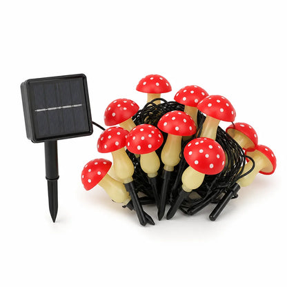 Solar String Lights Mushroom Bulbs Solar-Powered & 8 Modes