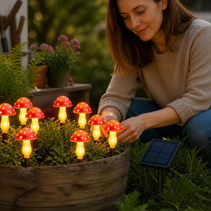 Solar String Lights Mushroom Bulbs Solar-Powered & 8 Modes