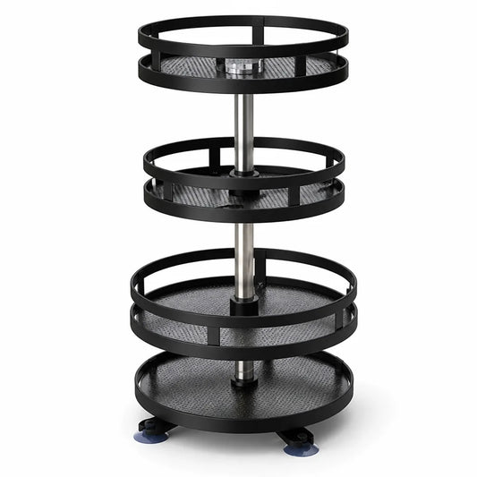 Spice Rack Organizer 360 Degree Rotating Height-Adjustable Shelves